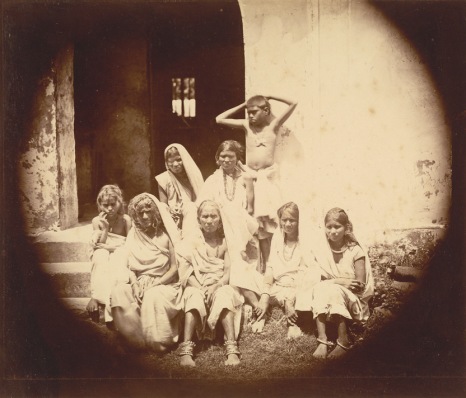 Portrait of a group of women and children from Bangladesh taken by an unknown photographer in the early 1860 